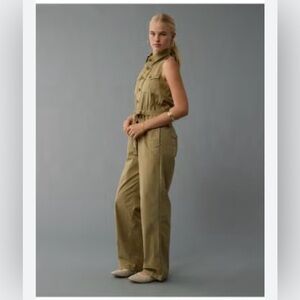 Aerie Collared Halter Jumpsuit sz XL NWT color olive